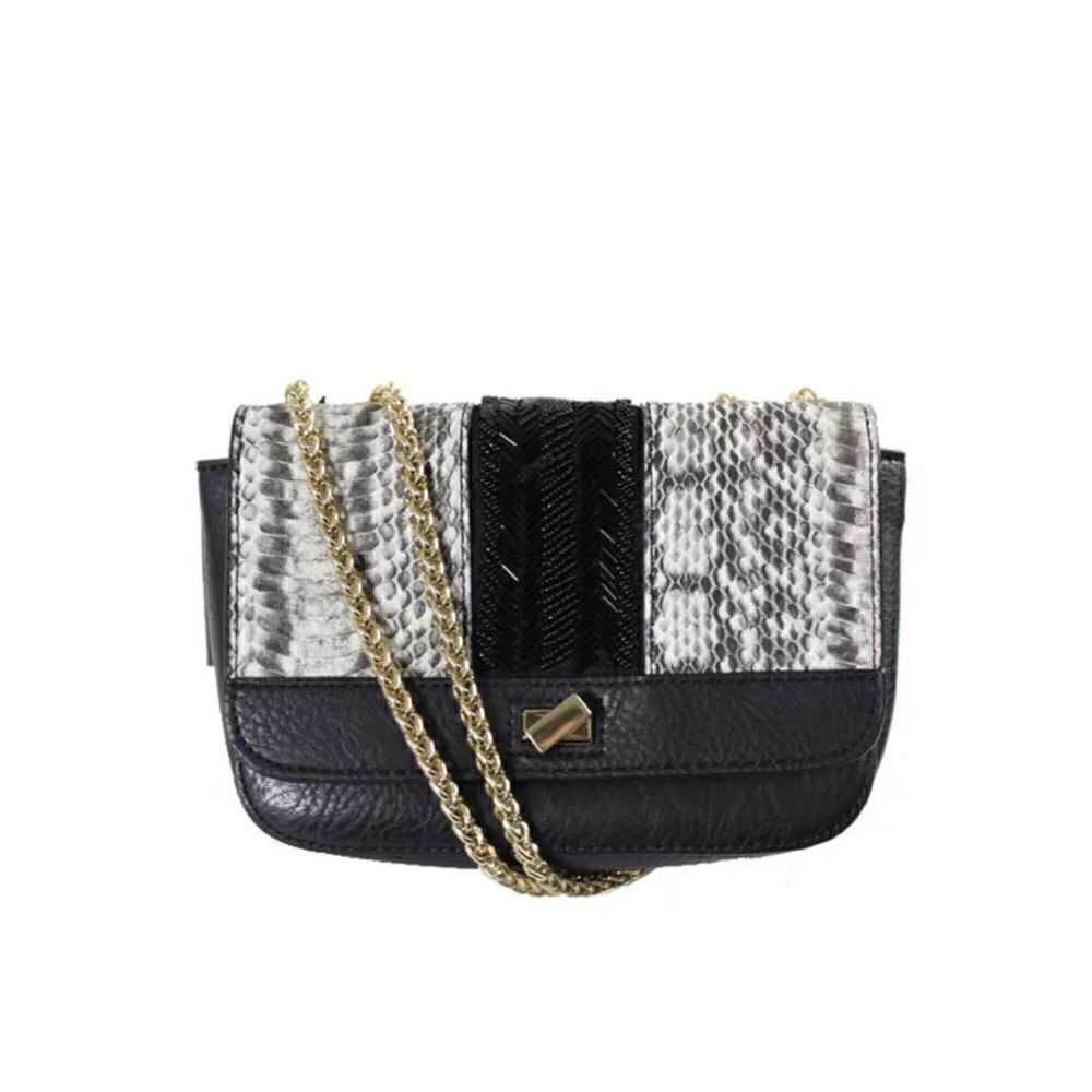 Inc Marlin Chain Strap Shoulder Bag. Snakeskin And Beaded Detail.